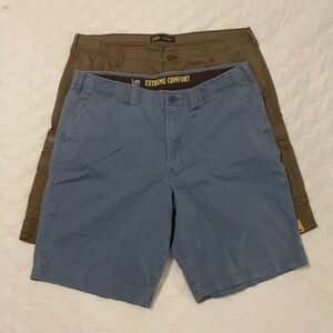 Lee Extreme Comfort Chino Shorts Stretch Flat Front Mens 42 Beige & blue BUNDLE